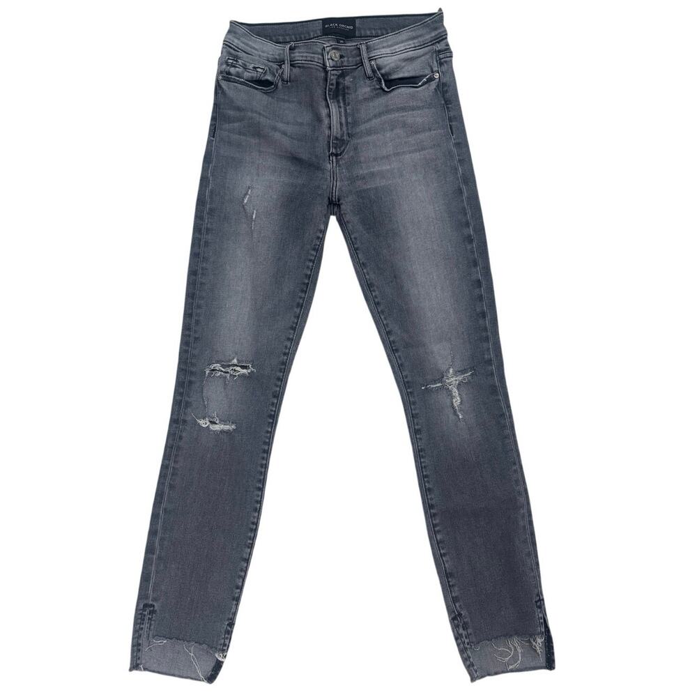 Black Orchid Distressed Jeans 👖 Light Black High‑Rise Skinny 💨 Size 26